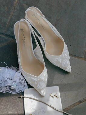 Betsey Johnson bridal Nikki Embellished Slingback Pumps